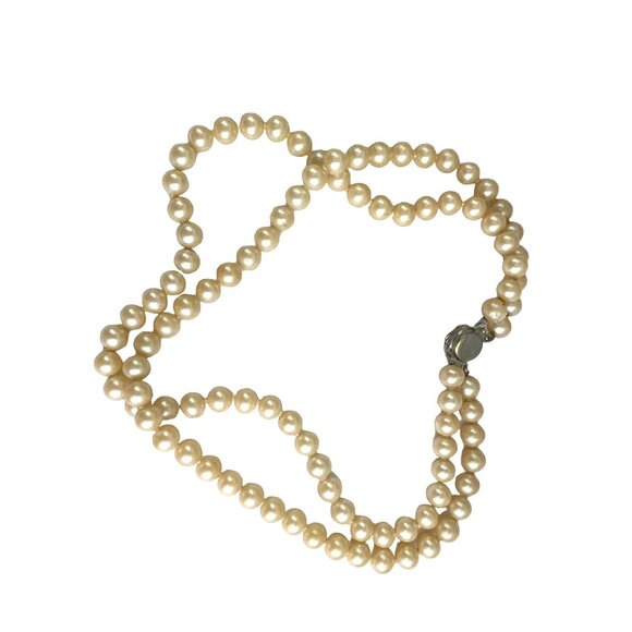 Vintage Double Strand Faux Pearl Necklace With Ornate Clasp Retro - Picture 7 of 7